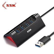 SSK Портативный USB3.0 концентратор 4 Порты и разъёмы расширения usb-хаб высокого Скорость передачи блок питания Micro Usb адаптер для ноутбука SHU835