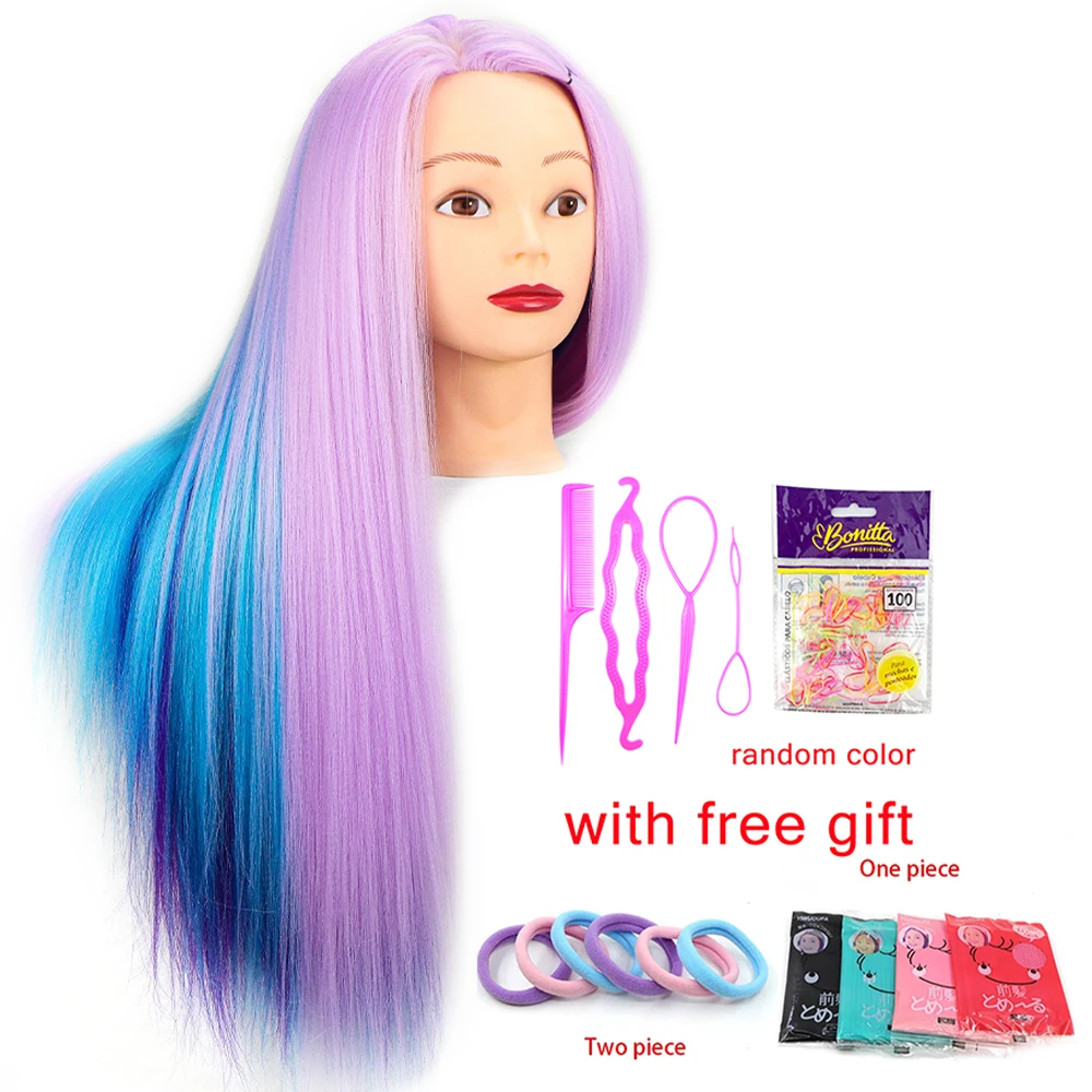 Rainbow Dolls Mannequin Manikin Head With Synthetic Hair For Hairdressers Hairstyles Hairdressing Styling Training Head synthetic mannequin head