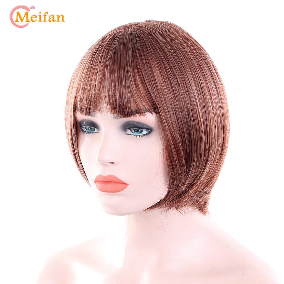 Meifan Zhenskij Korotkij Sinteticheskij Smeshannyj Cvet Parik S Chelkoj Bob Pryamye Volosy Termostojkij Parik Kosplej Pricheska Dlya Zhenshin Aliexpress Mobile