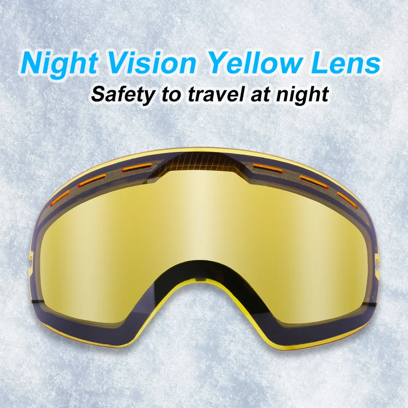 Магнитные лыжные очки PHMAX с защитой от УФ лучей и желтыми линзами зимние