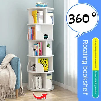 شراء360 درجة دوارة رف الكتب كتاب صور الأطفال رف بسيط المنزل الطابق نوع الإبداعية تخزين خزانة الكتب