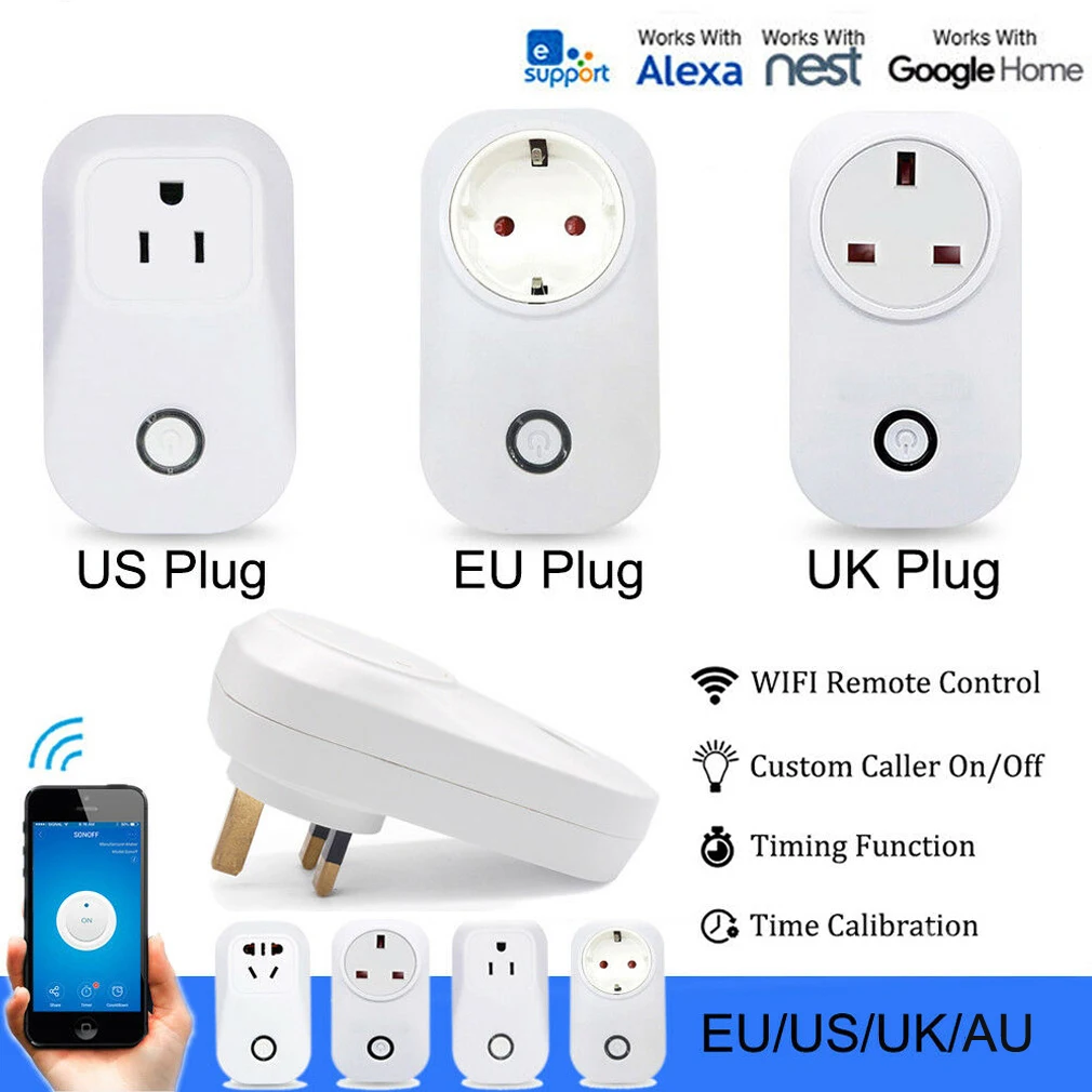 Умный беспроводной штекер WiFi розетки розетка для Alexa/Google Home