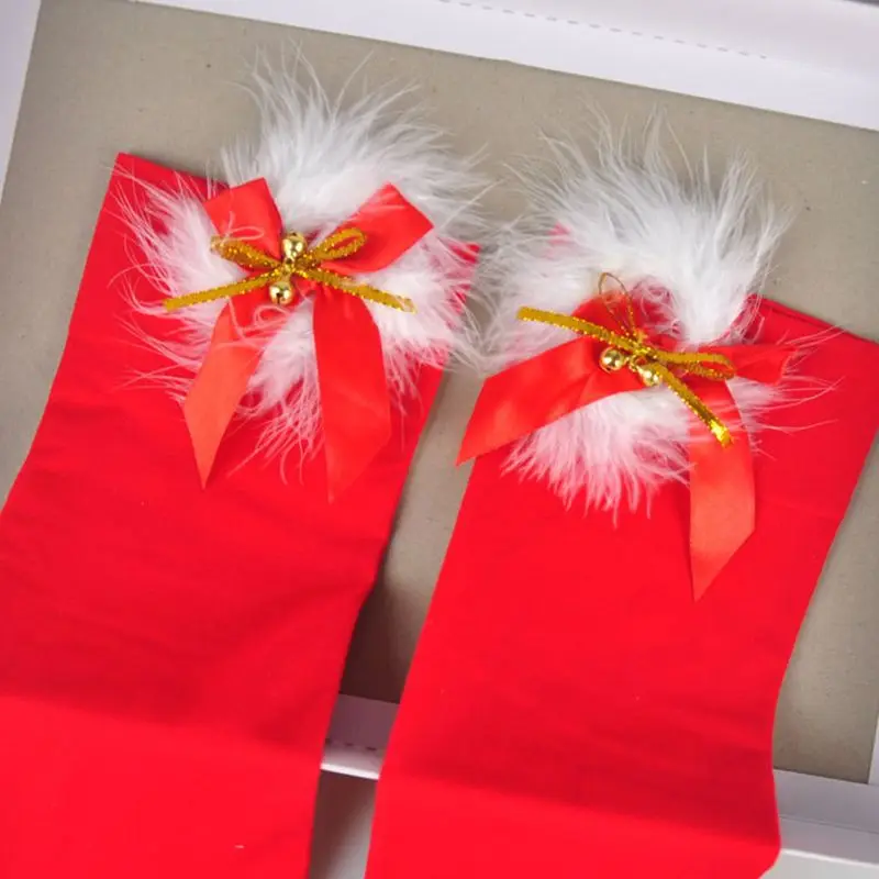 Women Christmas Sexy Thigh High Stockings with Bowknot Bell Cosplay Costume