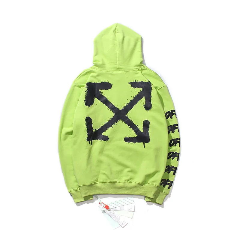 OFF-WHITE Ограниченная серия флуоресцентная зеленая Толстовка Arrow