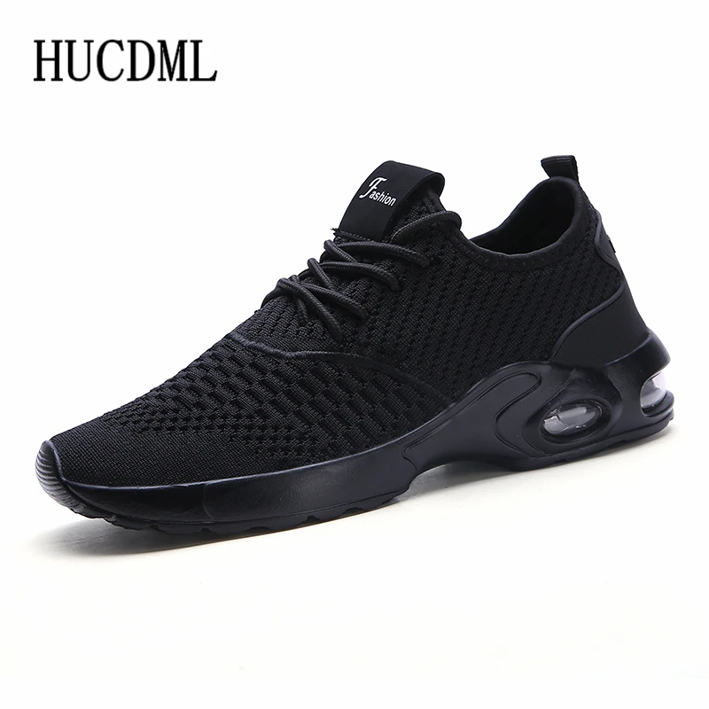 HUCDML новые воздушные подушки подошвы из ПУ кроссовки мужские Flyknit мужская обувь повседневная Tenis Masculino Adulto поддержка прямой доставки