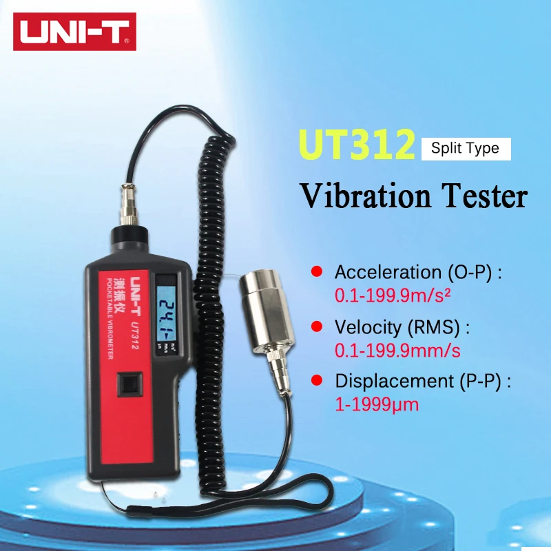 UNI-T UNITUT312 Vibration Tester Handheld Portable LCD Analyzer Meter Vibrometer with Split Sensor Signal Wire |
