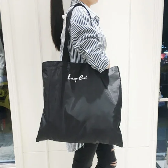 

Large Size Foldable Shopping Bag Super Tough Nylon Eco-friendly Bag Carry Bag Lettered Grocery Shopping Bag Ultra-Portable Shopp