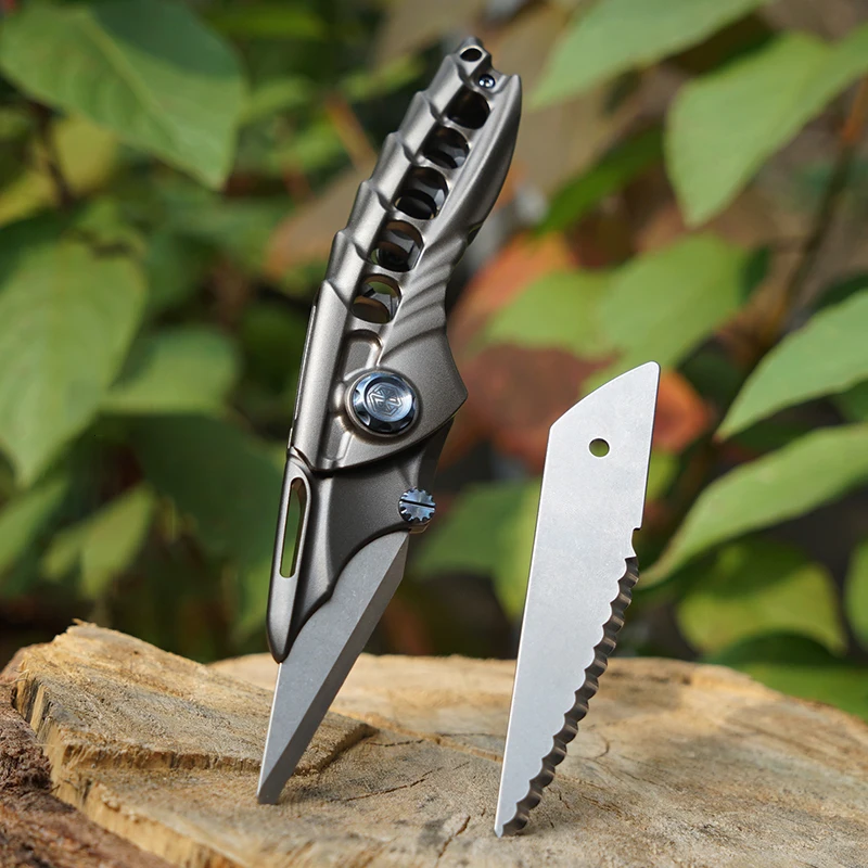 

Titanium Alloy Folding Utility Knife Multi-function EDC Bearing Quick Release Blade