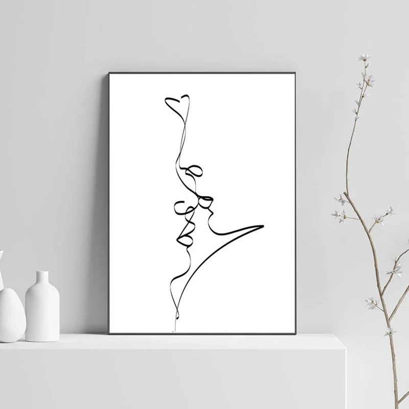 Abstract-Couple-Kiss-Single-Line-Drawing-Print-Love-Black-White-Poster-Romantic-Gifts-Bedroom-Wall-Art (3)