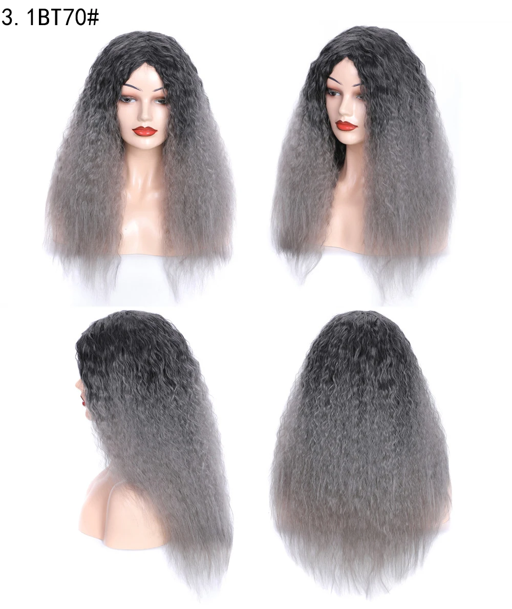 color wigs silver gray synthetic wig siber female long curly wave hair wigs corn perm fluffy