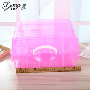 

Portable Hand Extra Large Three-Layer 30 Lattice Splittable Plastic Cosmetic LEGO Toy Storage Box duo gong neng he