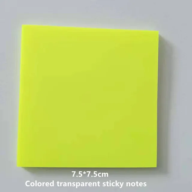 50Page Transparent Sticky Notes Student Waterproof Message Memo Pad Creative Stationery Office School Supplies Color Notebook 10Fluorescent Yellow