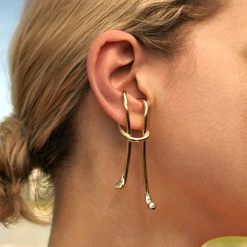 

925 Silver H Shape Geometric Ear Cuff Boho Silver Jewelry Korean Earrings Minimalism Brincos Pendientes Charm Earrings for Women