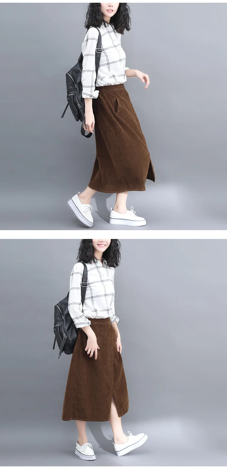 Faldas mujer moda Осенняя новая юбка versa Вельветовая юбка большого размера Женская faldas largas mujer
