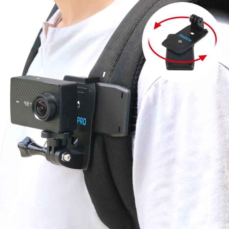 

Action Camera Clip For GoPro Hero 8 7 6 5 4 Mount 360 Degree Rotary Clip Backpack Mount For Session 3+ 3 SJCAM SJ4000 Garmin