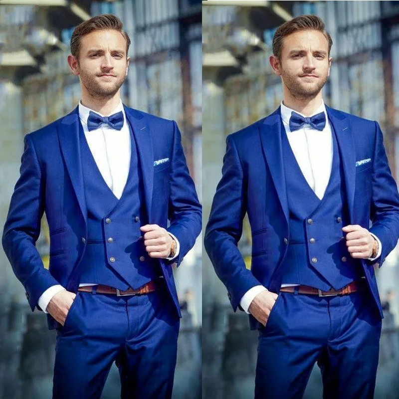 

2024 Costume Homme Terno Royal Blue Formal Men Suits For Wedding Groom Tuxedo Best Man Party Blazers Groomsmen Outfits 3 Pieces
