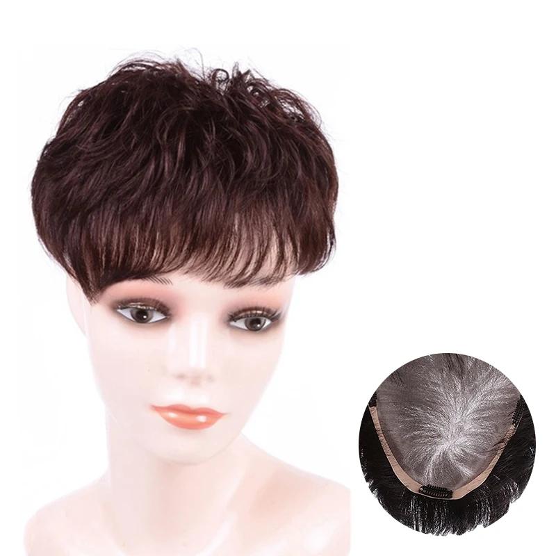 

LUPU Synthetic Hair Topper Wig With Clip In Hair Toupee High Temperture Fiber Hair Extensions Hairpieces For Women Black Brown