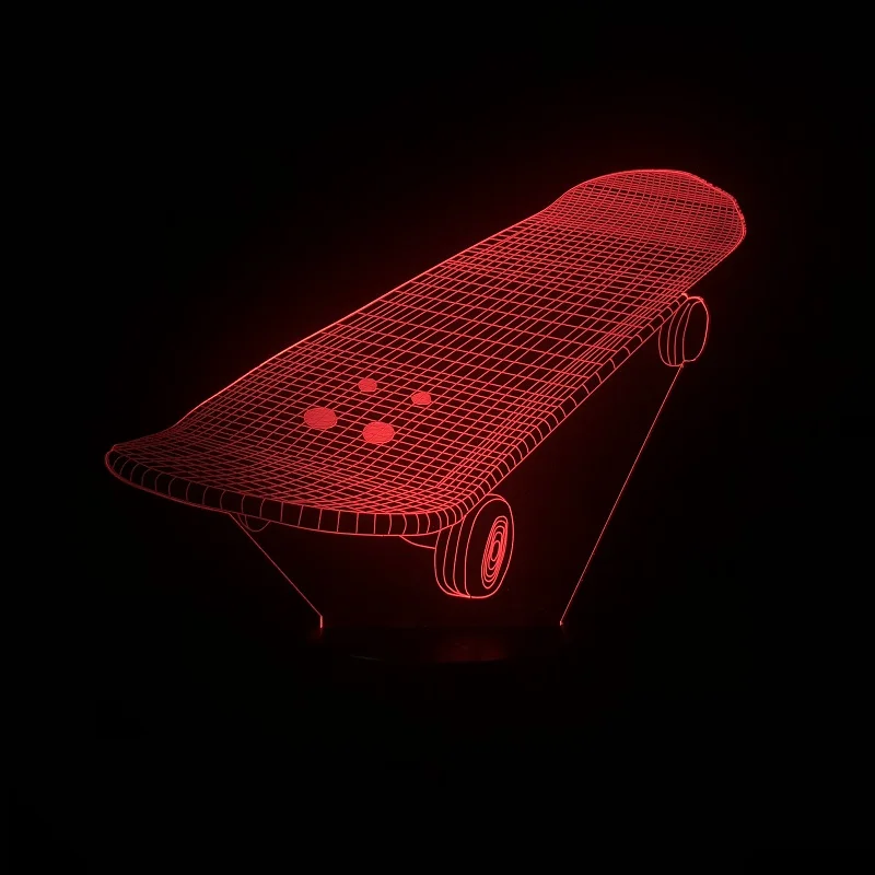 Скейт скутер Форма 3D иллюзия Лампа многоцветный светодиодный настольный ночник с интеллектуальная сенсорная кнопка пульт дистанционного управления цвета