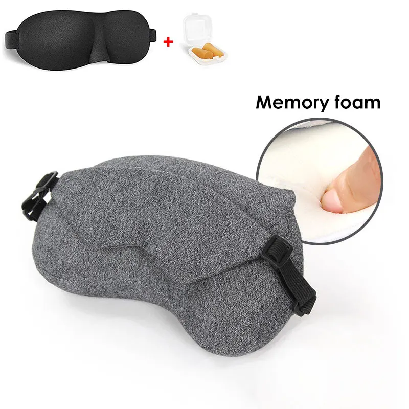 Memory Foam-Gray Многофункциональная маска для глаз+ подушка для шеи u-образная офисная Подушка для сна для путешествий, самолета, автомобиля, портативная подушка, подушка для шейных позвонков - Цвет: Memory Foam-Gray