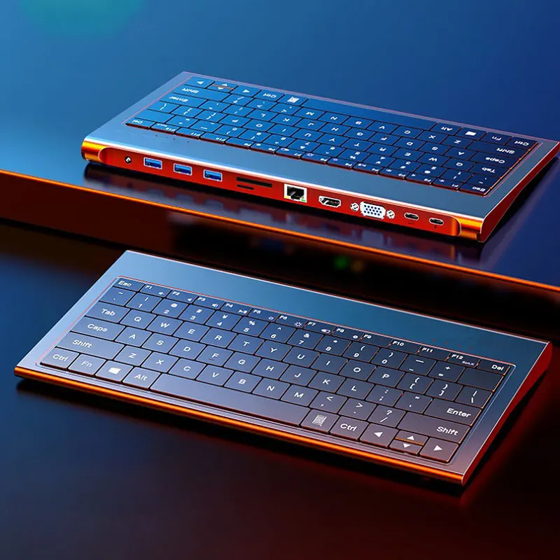 TC-JP10 Type-C 알루미늄 합금 키보드 독 도킹 스테이션, 분배기, 허브, 멀티 USB 3.0, HDMI 어댑터, 10 in 1