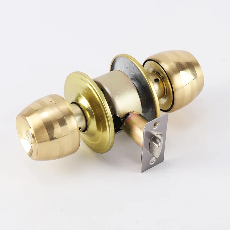 Stainless Steel Golden Round Ball Privacy Door Knob Set Bathroom Handle Lock With Key For Home Door Hardware Supplies door lock accessories