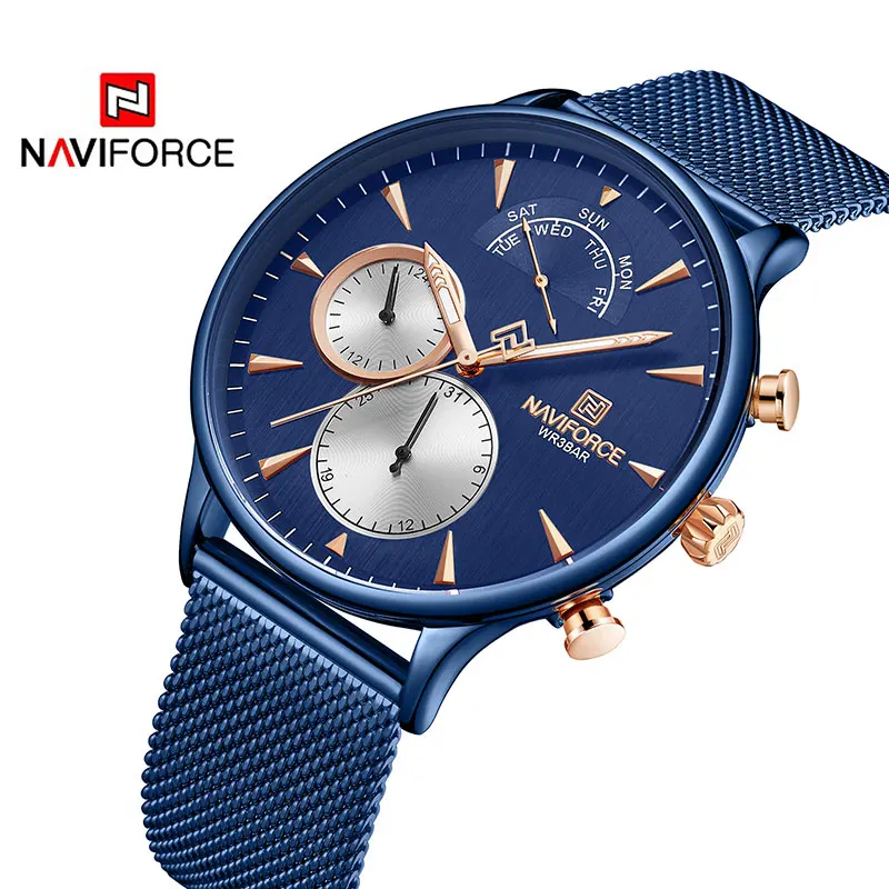 

NAVIFORCE Top Brand Luxury Men Watch Stainless Steel Mens Watches Quartz Sport Waterproof Male Wristwatch Relogio Masculino