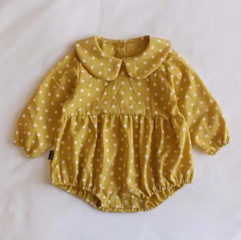 

2020 Wholesale Baby Girls Boys Dots Romper Spring Cotton Baby Jumpsuits 0-3 years PY488