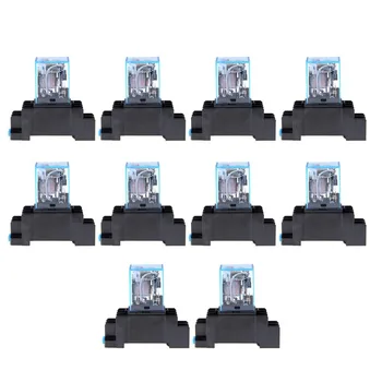

DC 12V 10PCS Coil Power Relay LY2NJ DPDT 8 Pin PTF08A JQX-13F Socket Base Electronic Micro Mini Electromagnetic Module Switch