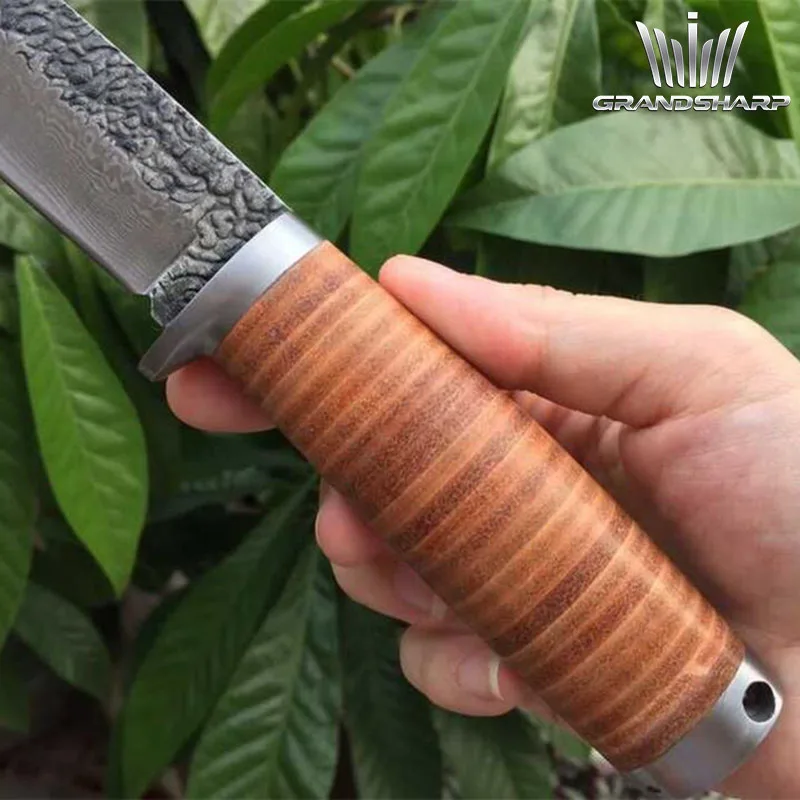 Охотничий нож из высокоуглеродистой стали дамасский Клинок с лазерным узором и