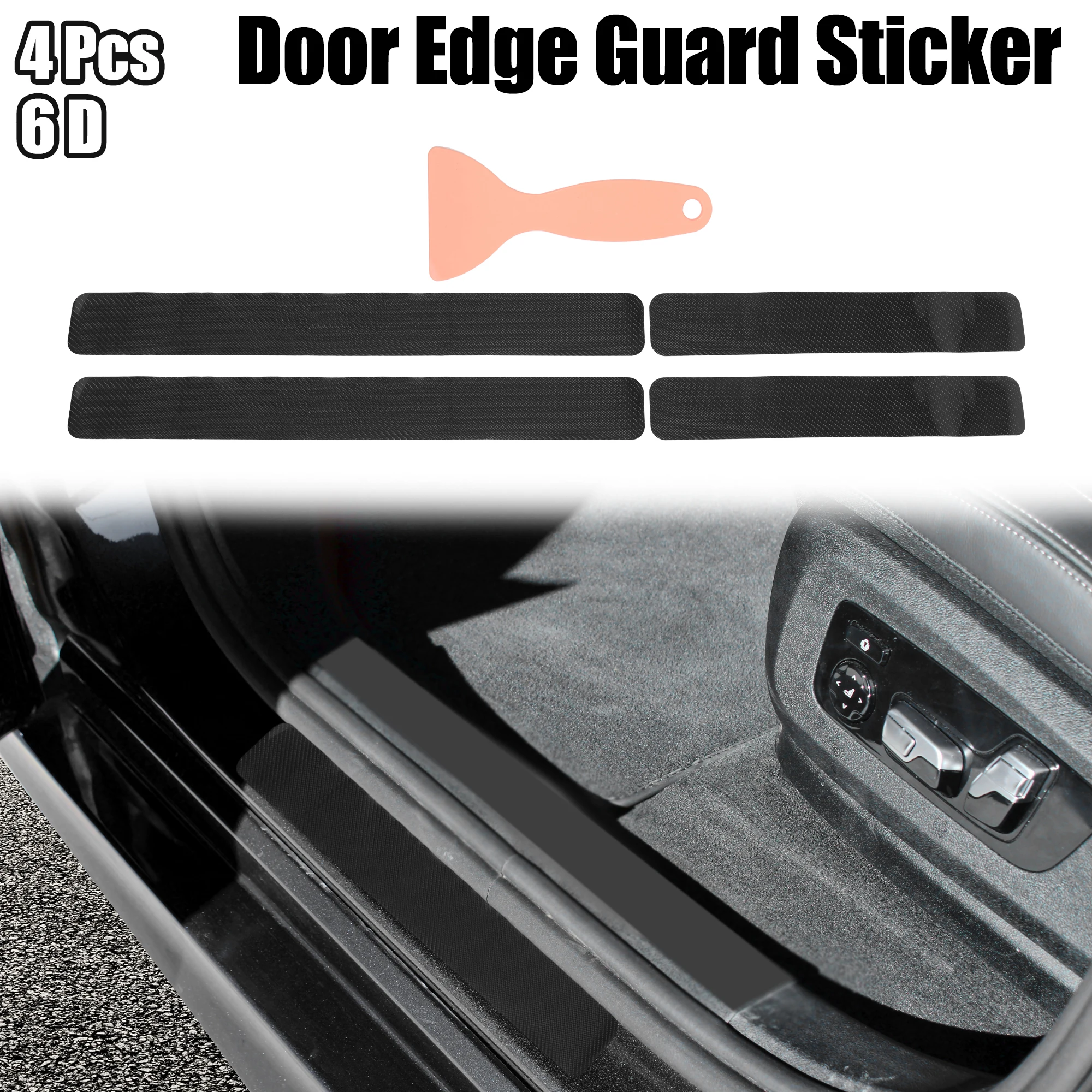 X Autohaux 4pcs Door Edge Guard Sticker with Scraper for Car Sill 6D