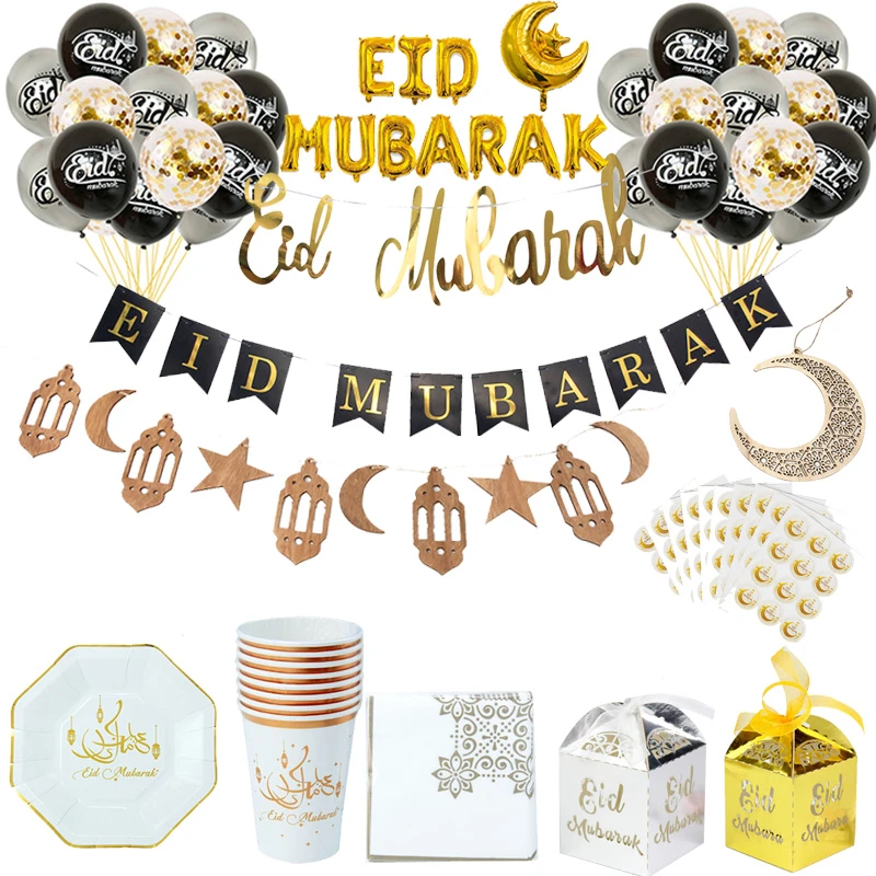 EID fiesta vajilla desechable decoraciones Ramadán para ca 