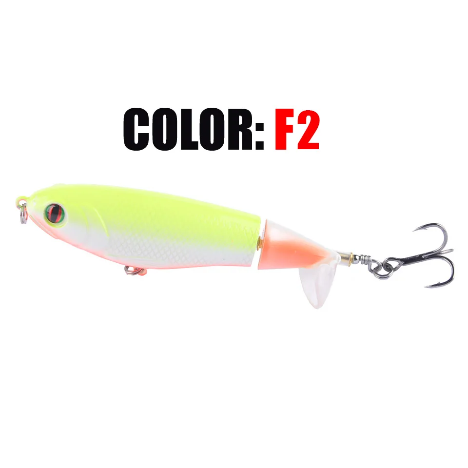 F2 1 шт. качество Whopper Plopper 90 мм/17 г Топ воды Поппер жесткая приманка для рыбалки воблеры вращающийся мягкий хвост рыболовные снасти - Цвет: F2