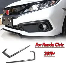1 пара 3D Наклейка ABS глянцевый черный углеродное волокно стиль передние противотуманные фары накладки на фары брови крышка отделка Подходит для Honda Для Civic