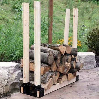 

Firewood Log Storage Rack Bracket Kit with Screws Fireplace Wood Storage Holder Adjustable for Indoor/Outdoor Black RT88