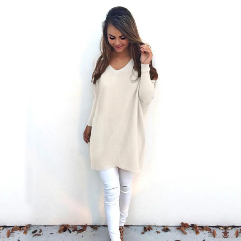 Fashion Popular V-neck long-sleeved women's Thin Sweater Casual Bottoming Section Loose And Comfortable | Женская одежда