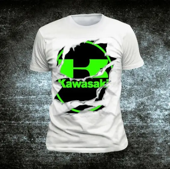 Для Kawasaki топы с принтом круглым вырезом Мужская футболка DH MX ATV Mococross Ninja FH