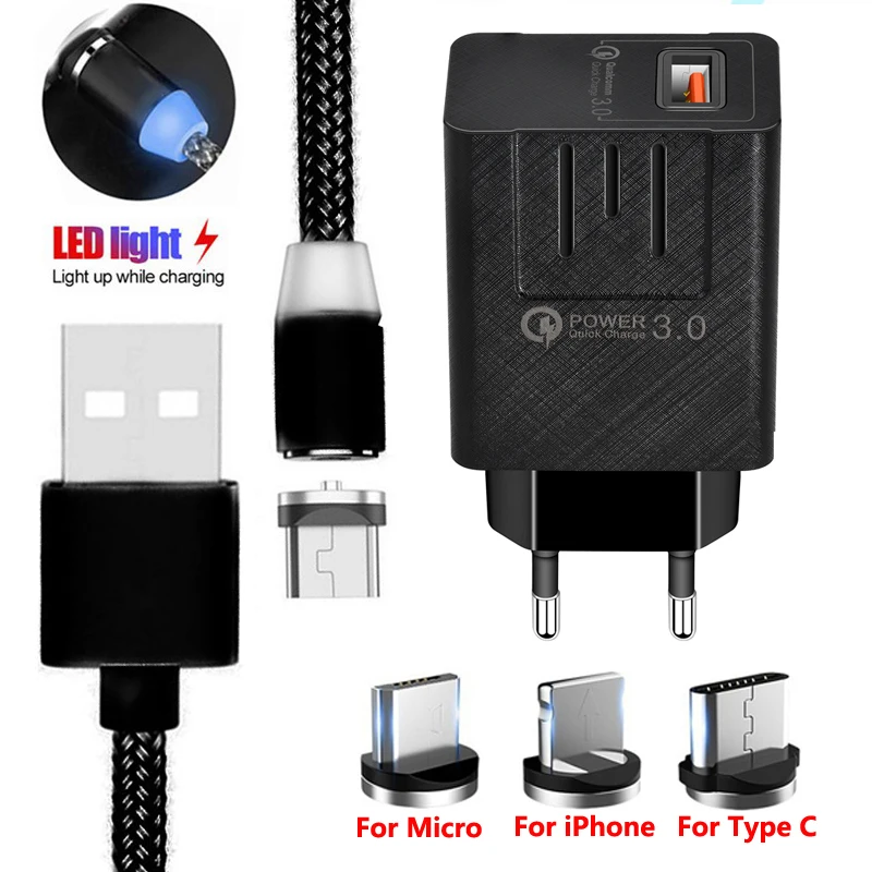 Магнитный кабель Micro usb type C для iPhone samsung Android мобильного телефона быстрое зарядное
