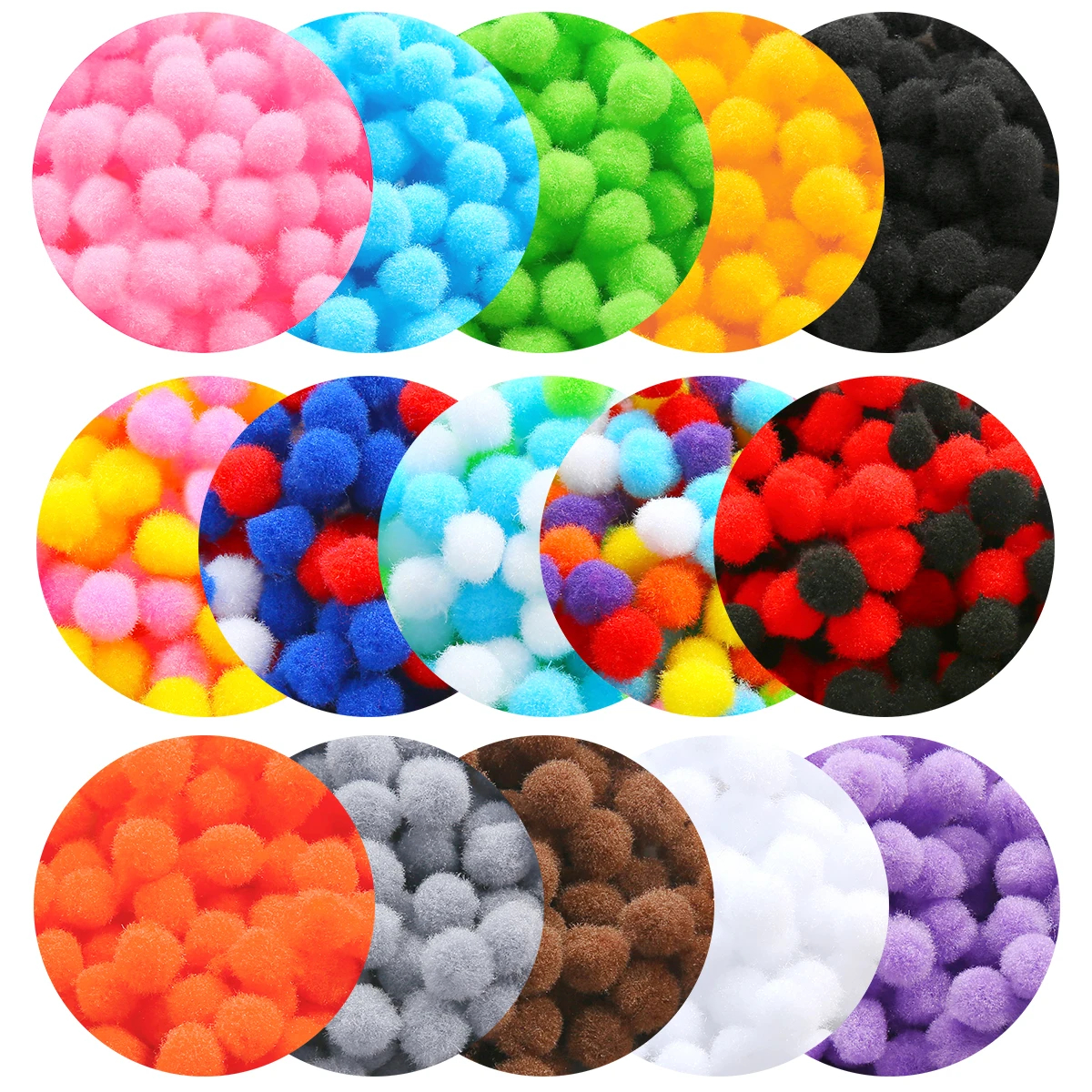 10mm 300Pcs Mix Color Soft Round Shaped Pompom Balls Fluffy Pom Pom Fur Balls For Kids DIY Garment Handcraft Glue on Cloth Decor