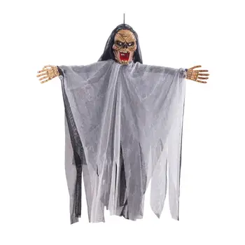 

Halloween Prop Electric Voice Control Long Hair Skull Toy Halloween Escape Horror Props Haunted House Horror Prop for Party