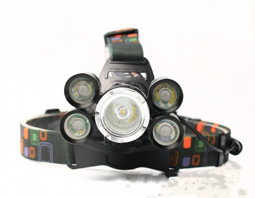 Супер Яркий T6 налобный фонарь USB Rechargeable18650 аккумулятор 5LED Алюминиевый налобный фонарь Водонепроницаемый рыболовный походный фонарь