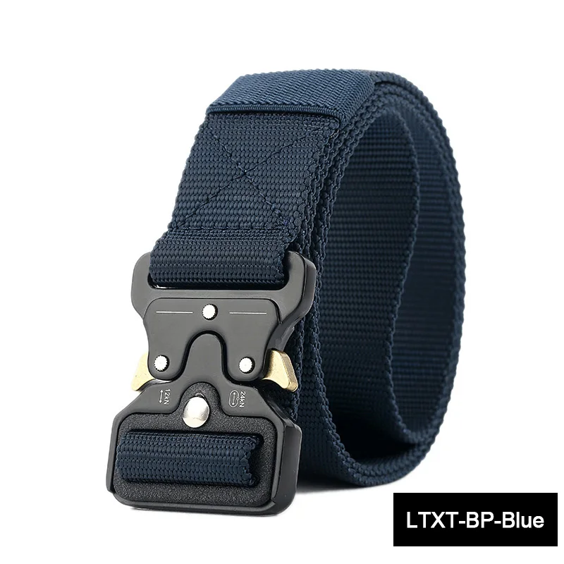 LTXT-BP-BLUE LiuWeiShun Heavy Duty Tactical Belts Men Waist Straps Army Military Equipment Hunting Nylon Belts With Znic Alloy Buckle - Цвет: LTXT-BP-BLUE