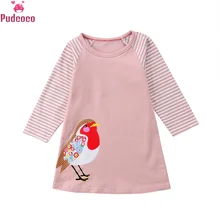 Платье для маленьких девочек с изображением животных; платья принцессы с длинными рукавами; Детская осенняя одежда для детей