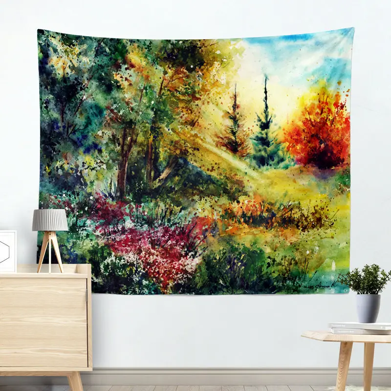 Amazon Manufacturers Direct Selling Cross Border Customizable Watercolor New Style Tapestry Wall Hanging Decoration Beach Towel
