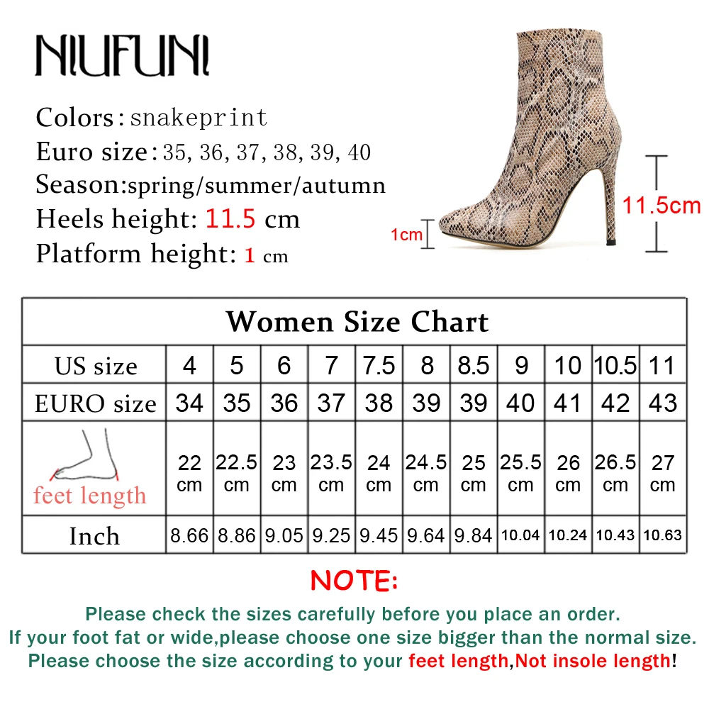 NIUFUNI/осенние ботинки на высоком каблуке; женская модная обувь с острым носком и змеиным принтом; женские ботильоны на молнии на тонком каблуке; botas Mujer