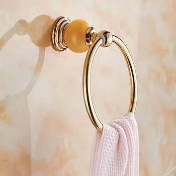

Stainless steel European-style gold-plated towel ring towel rack shelf topaz bath towel ring