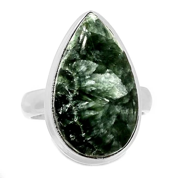 

Genuine SERAPHINITE Ring 925 Sterling Silver, USA Size : 6.5 , AR4376