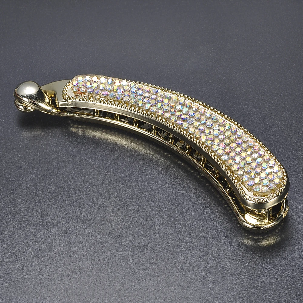 Shining Rhinestone Women Girls Hairpins Banana Barrettes Clip Korean Style for Elegant Female Hair Clip Hair Accessories