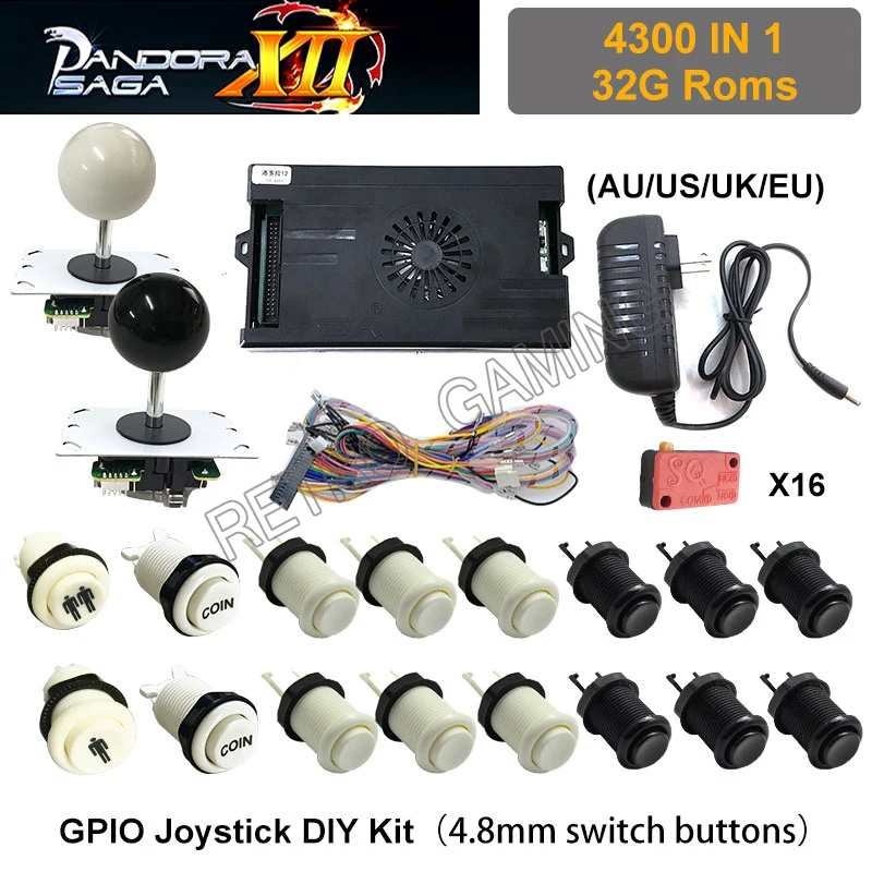 Pandora Saga 12 4300 in 1 DIY Kit Arcade Game Cabinet with Joystick Power Supply Switch Push Button cable set