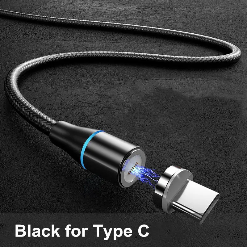 Black for Type C Магнитный кабель Micro USB для быстрой зарядки Vanniso 2m 3A для iPhone X 7 samsung A50 Xiaomi mi9, магнитный кабель usb type-c для передачи данных - Цвет: Black for Type C