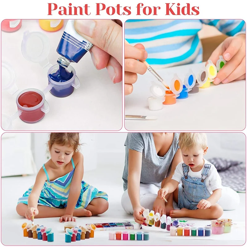 Fengwu 100 Strips 3ml Empty Paint Strips with Lids Mini Plastic Painting Cup Pots Clear Storage Painting Containers for Class